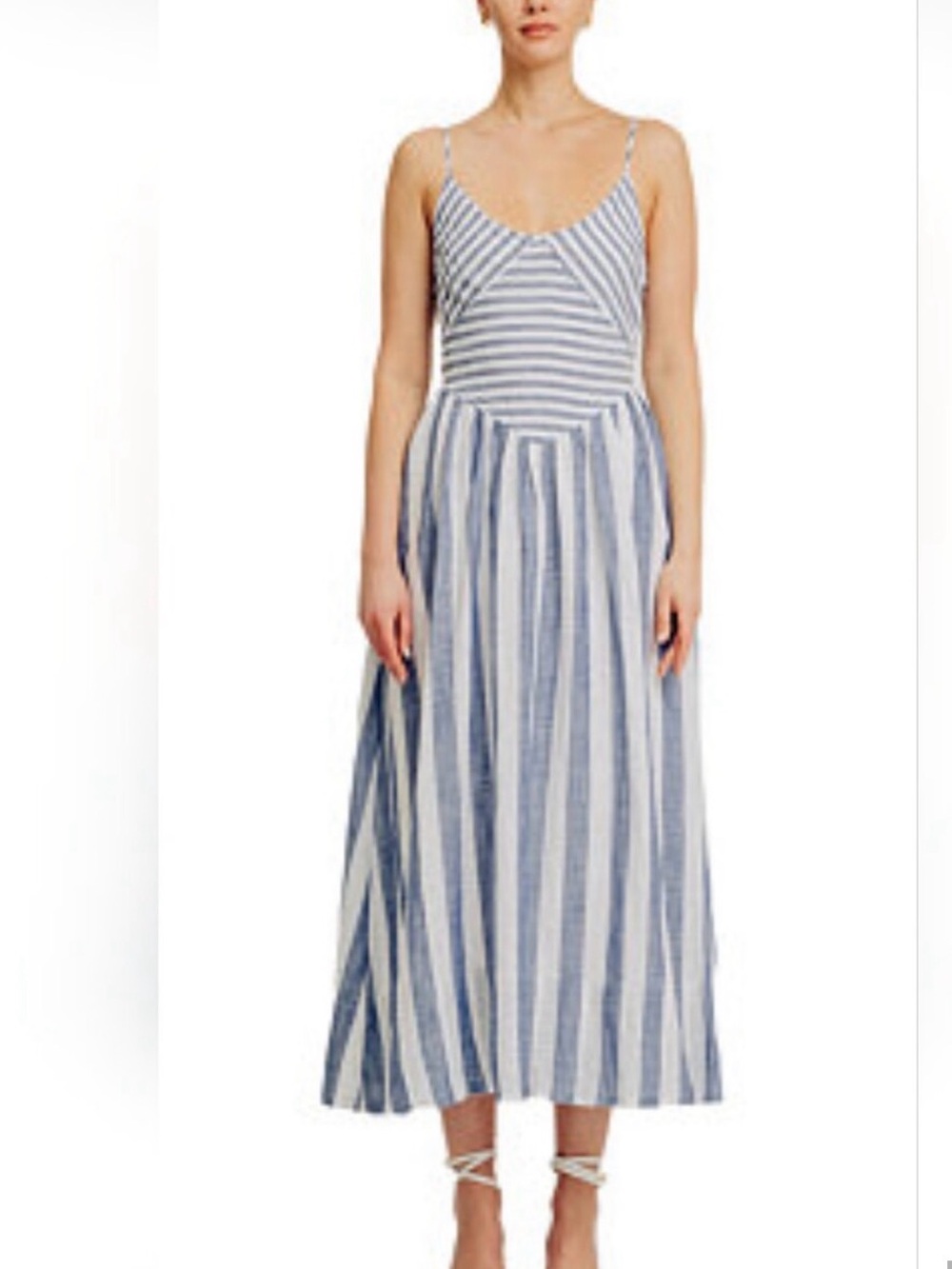 Torn by Ronny Kobo Blue and White Striped Midi Dress - Picture 2 of 6